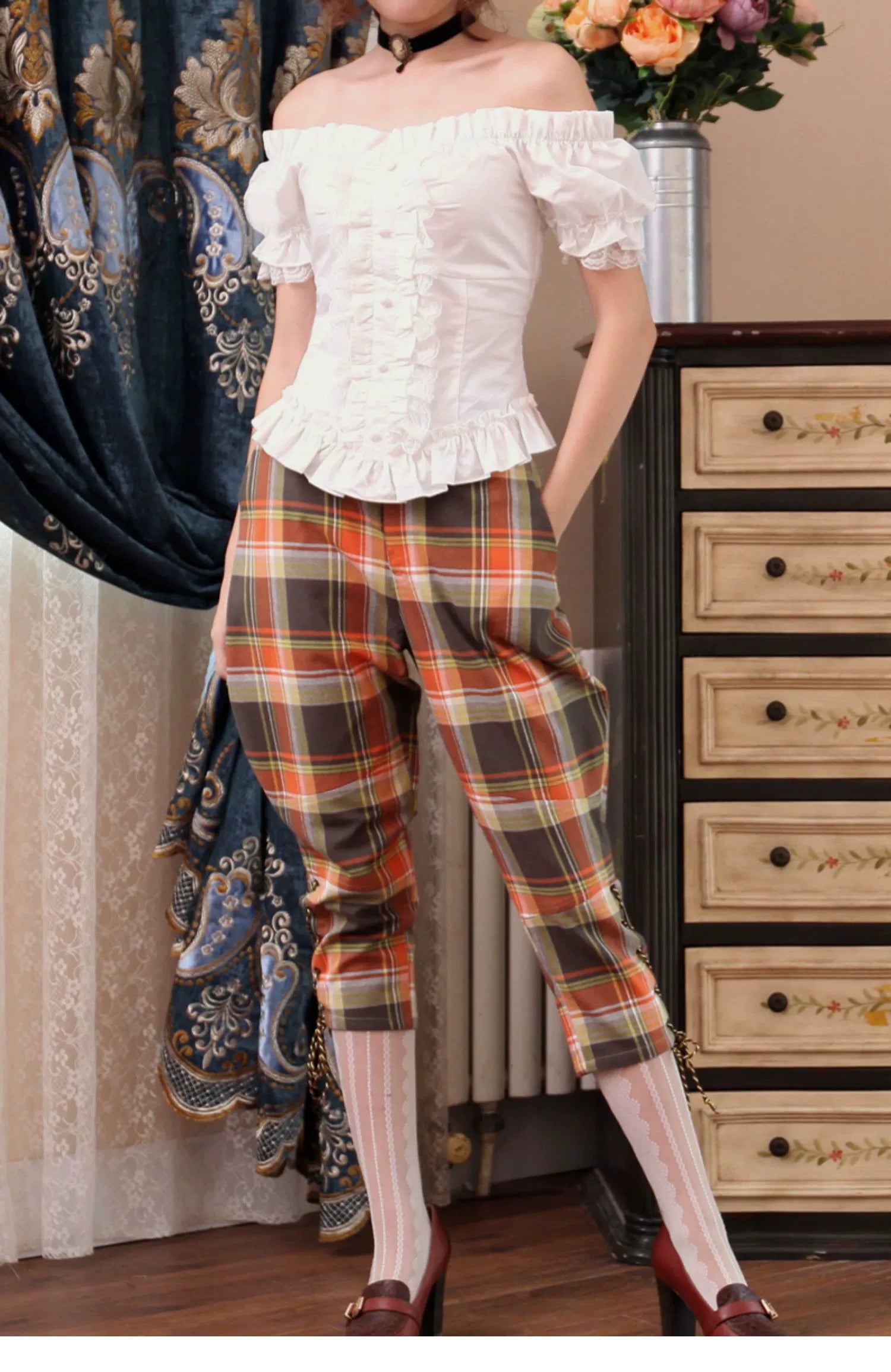 Lace Garden - Elegant Lolita Lace Shirt, Off-Shoulder