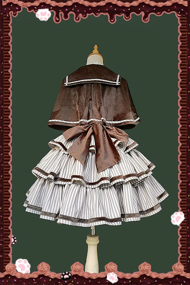 Infanta - From Afar - Vintage Striped Peppy-Style Lolita JSK & Cape