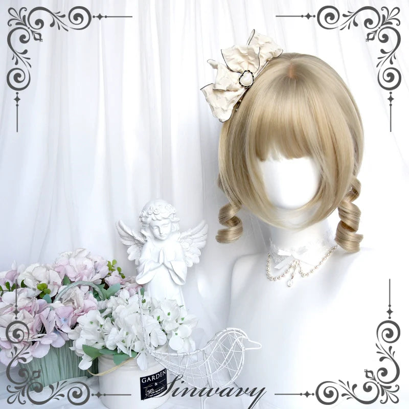 Sinwavy - Retro Lolita Wigs Beige Gold Roman Roll Wig