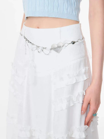 High waist slim lace white skirt【s0000007832】