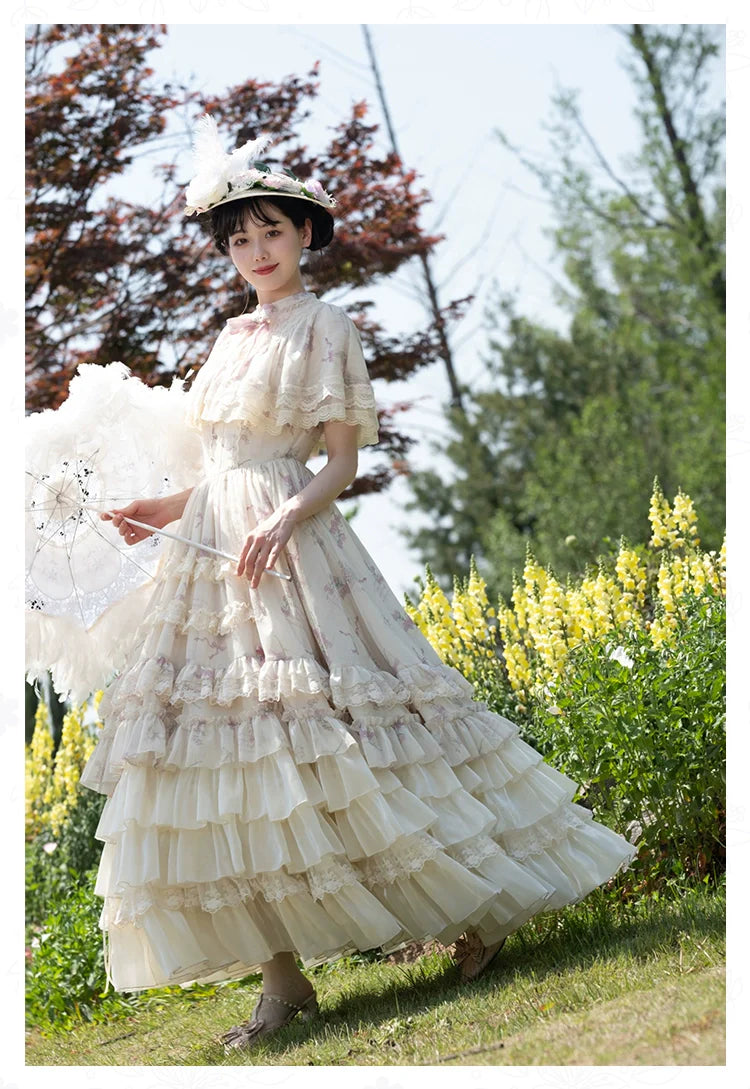 With PUJI - Nanke - Edwardian Collar Classic Lolita OP Dress Outfit