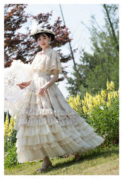 With PUJI - Nanke - Edwardian Collar Classic Lolita OP Dress Outfit