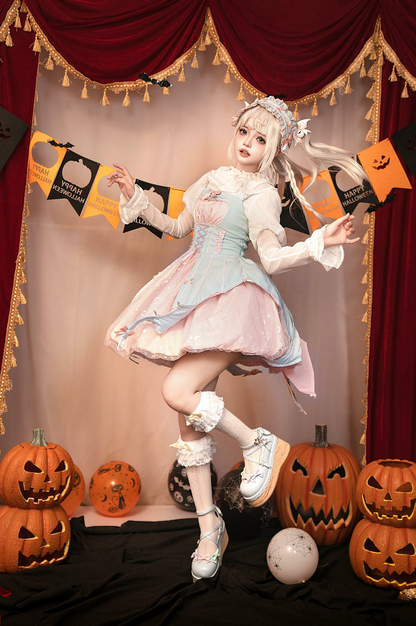 Lemon Honey - Halloween Gothic Lolita Jumper Dress, Pumpkin-inspired Dress