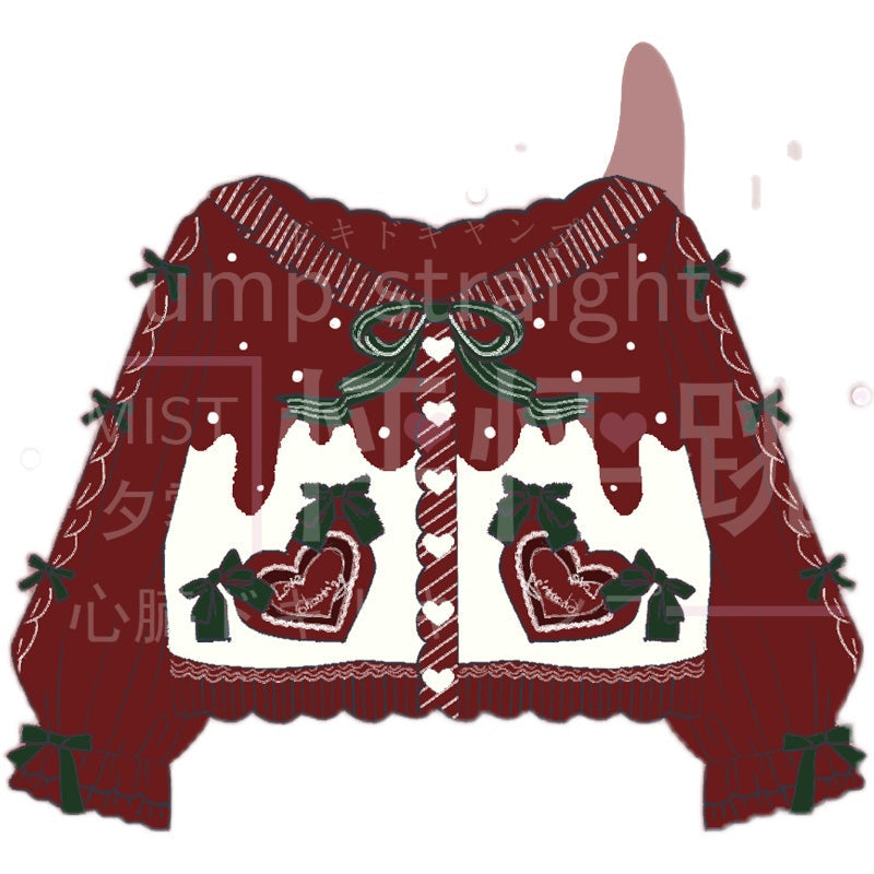 MIST - Beating Heart - Sweet Lolita Thick Sweater Coat Puff Sleeve