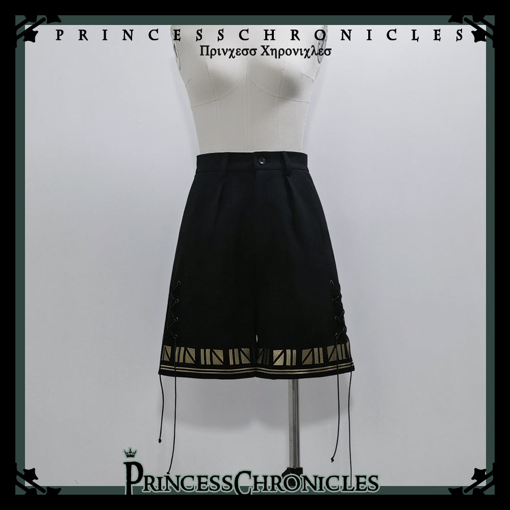 Princess Chronicles - Black Cat - Ouji Lolita Shorts with Embroidered Straight Leg