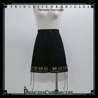 Princess Chronicles - Black Cat - Ouji Lolita Shorts with Embroidered Straight Leg