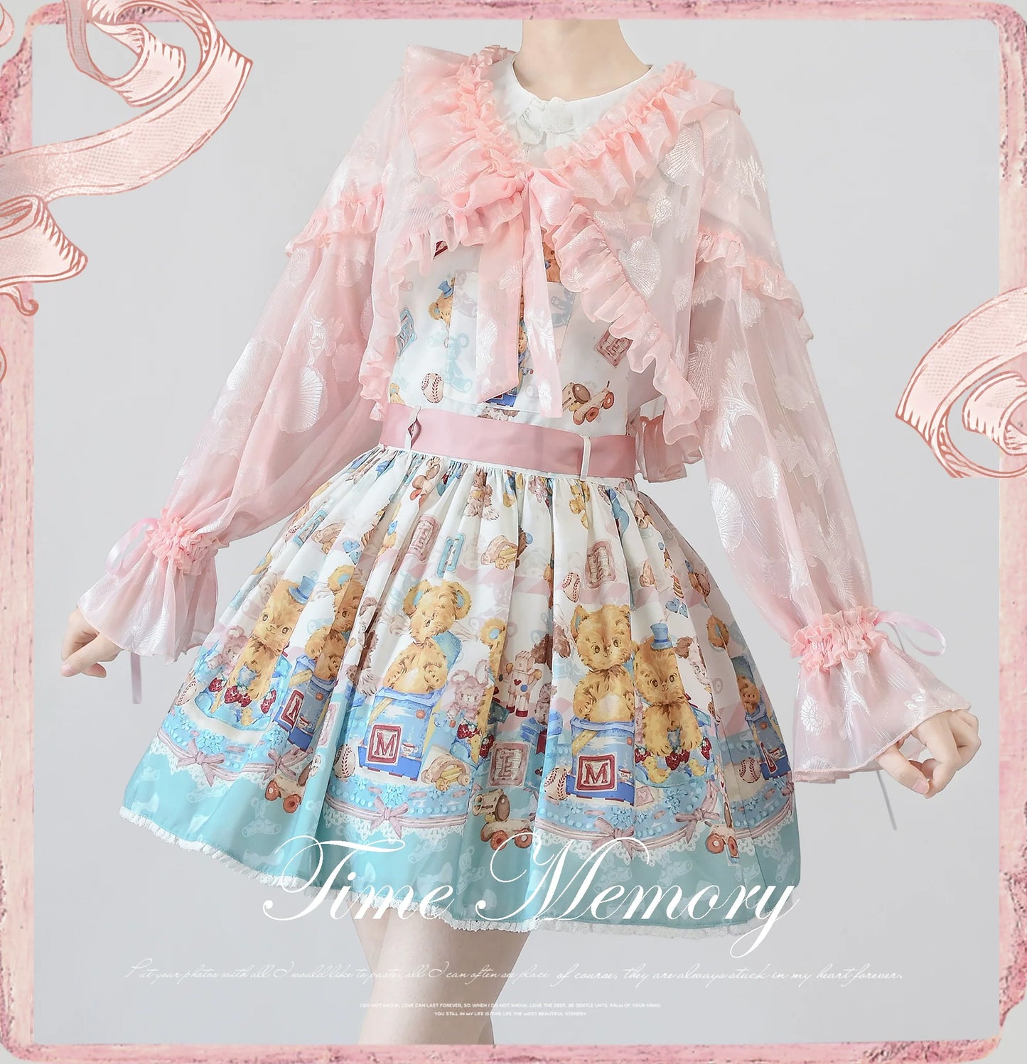 Time Memory - Xianbei - Sweet Lolita Chiffon Lantern Sleeve Cardigan with Bow