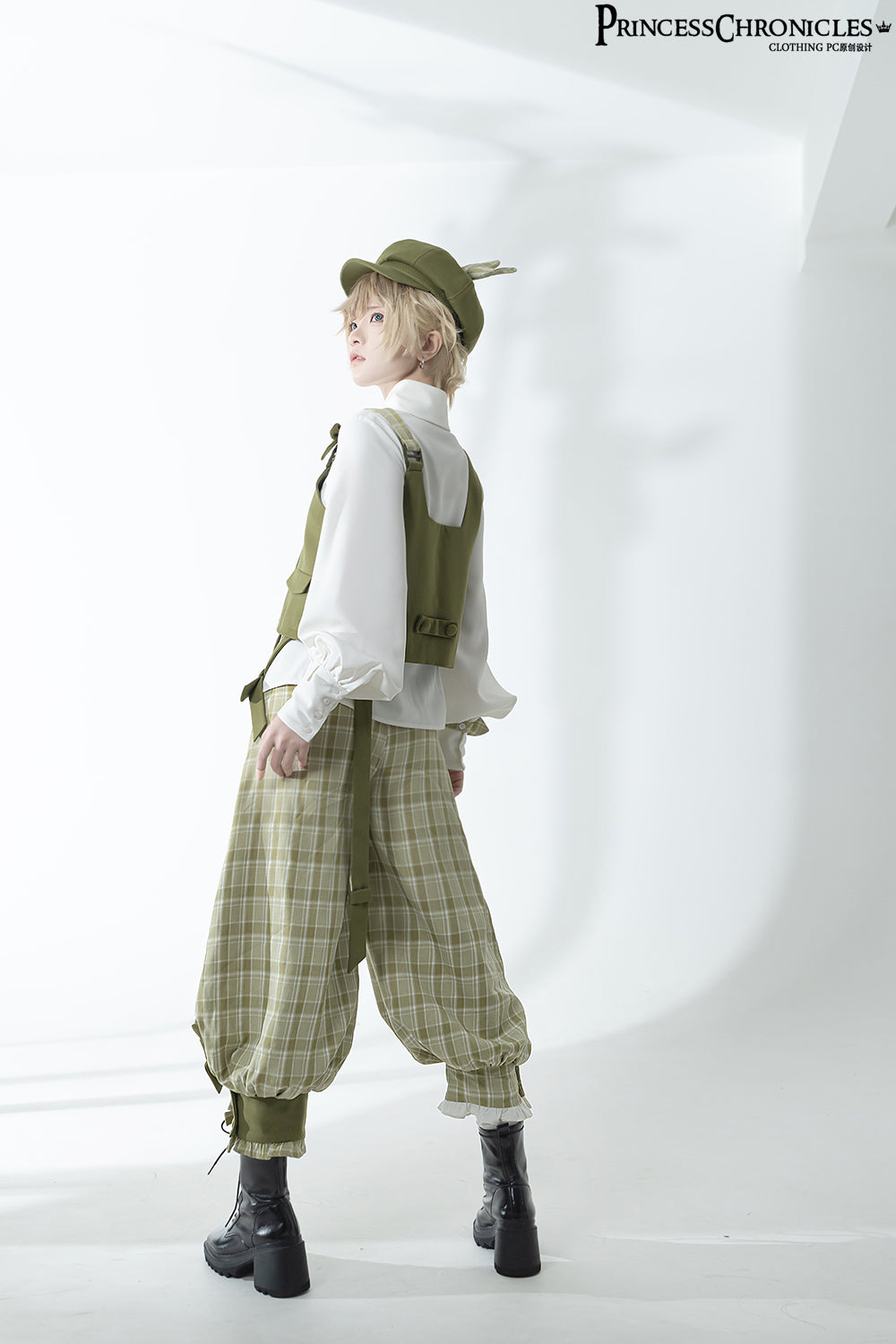 Princess Chronicles - Secret Morning Paper - Ouji Lolita Shirt, Matcha Green Capri Pants