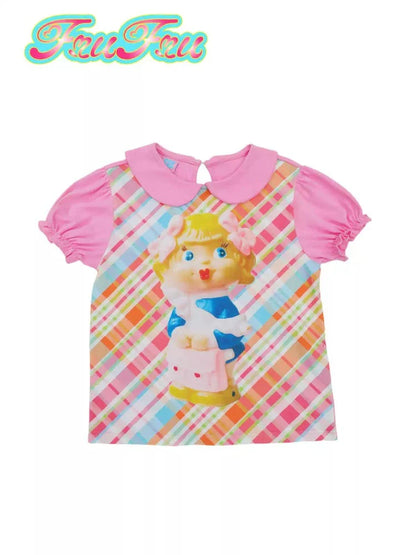 Doll collar puff sleeve T-shirt【s0000007733】