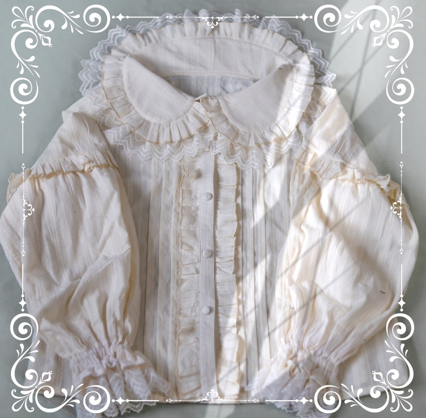 MIST - Cream Sweetheart - Kawaii Lolita Long-sleeve Blouse Multicolors