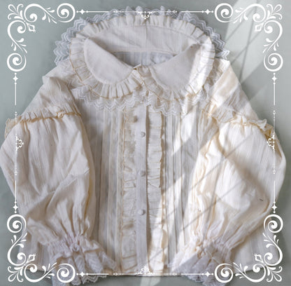 MIST - Cream Sweetheart - Kawaii Lolita Long-sleeve Blouse Multicolors