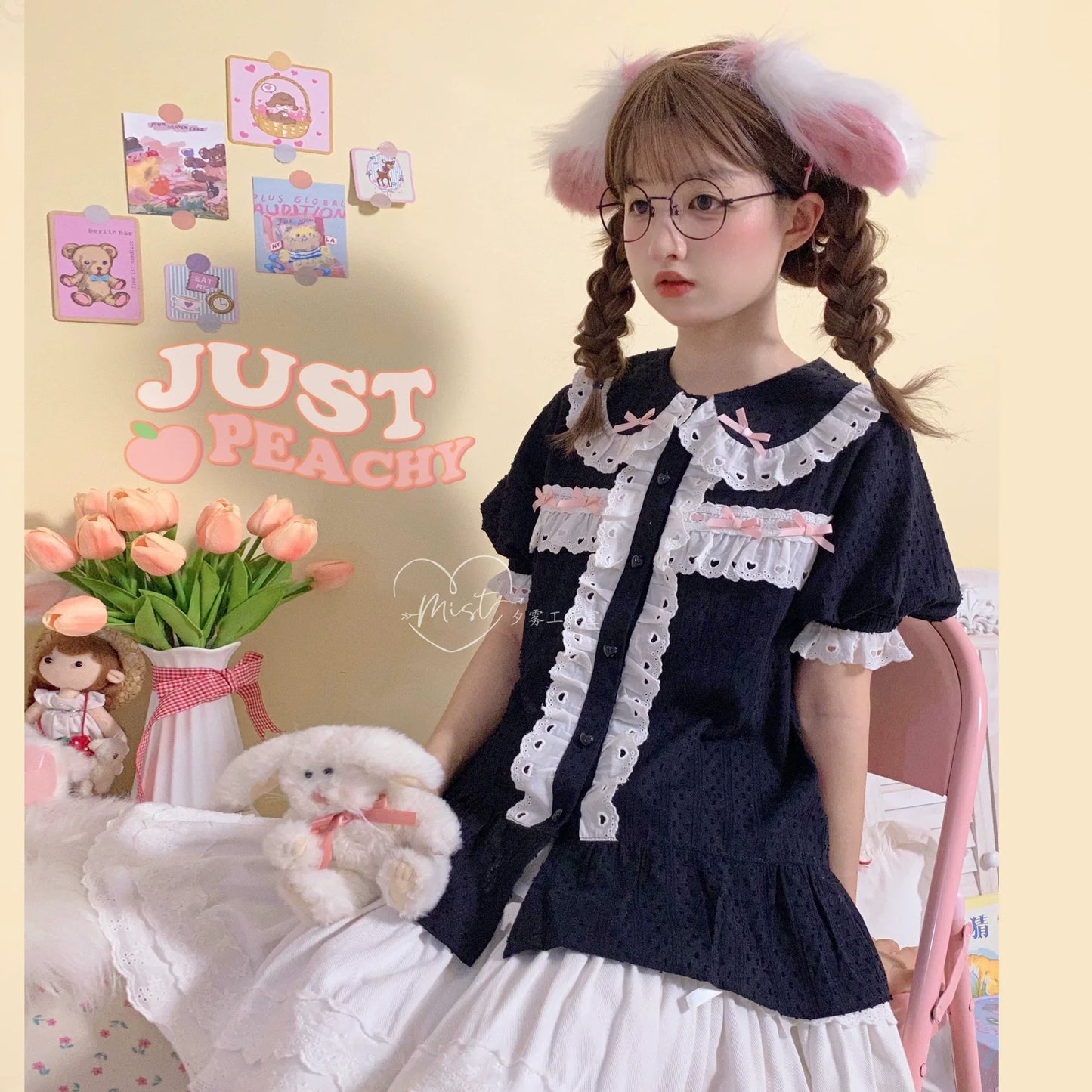 MIST - Cotton Sweet Lolita Blouse, Peter Pan Collar