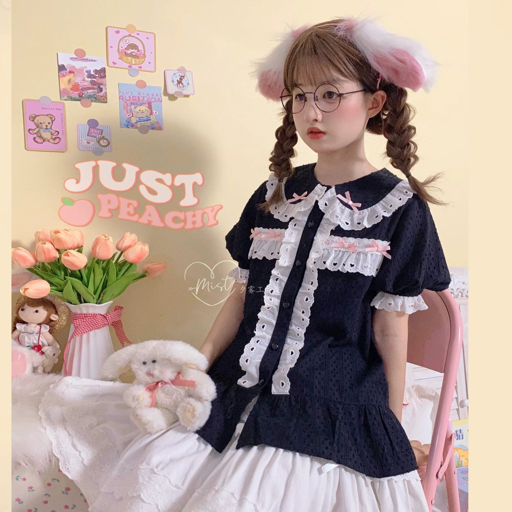MIST - Cotton Sweet Lolita Blouse, Peter Pan Collar
