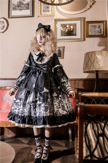 Sugar Girl - Nocturnal Castle - Gothic Lolita OP Dress, Back Zipper