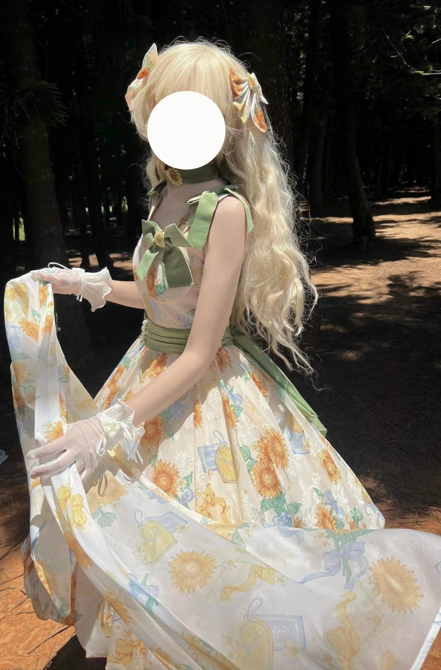 Akiyama Future Studio - Sunflower Print Lolita JSK Dress in Breathable Light Fabric