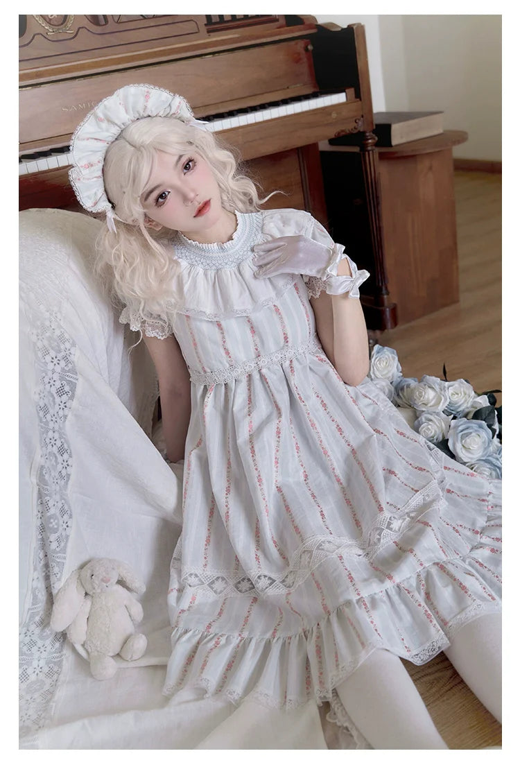 With PUJI - Annie's Dreamland - Cotton Lolita OP Dress Doll Collar Summer Dress