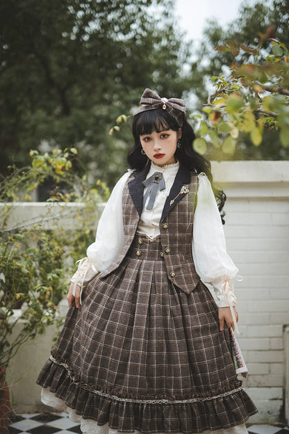 Miss Point - Rose - Elegant Lolita Pliad Print Vest Customized