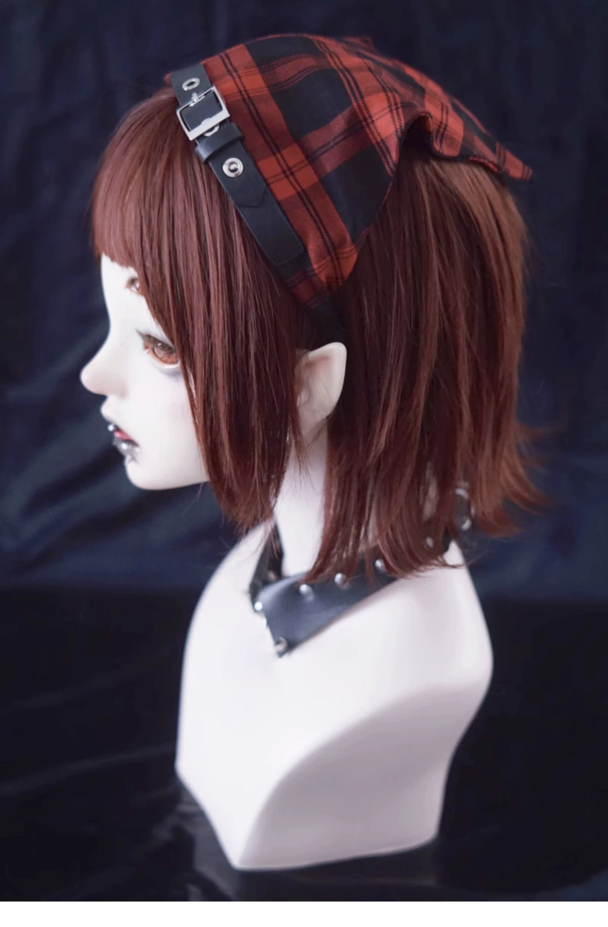 Strange Sugar - Gothic Lolita Black-red Plaid Hairband