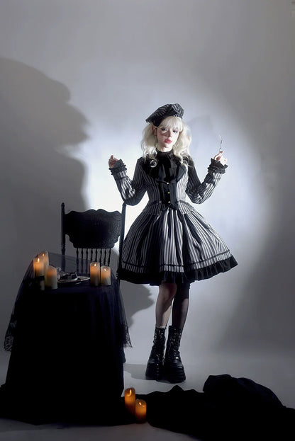 Miss Point - Classical Chocolate - Classic Lolita Skirt Elegant Striped SK