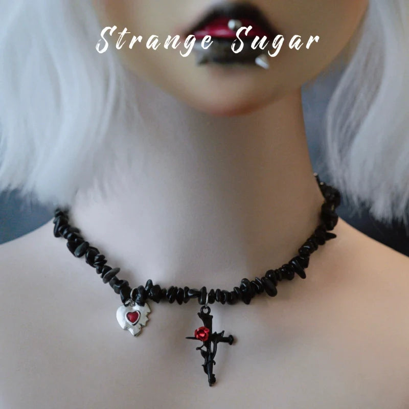 Strange Sugar - Handmade Gothic Lolita Choker, Multiple Pendant