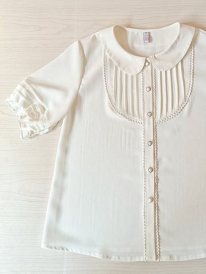 Youlan Lane - Elegant Lolita Chiffon White Short Blouse