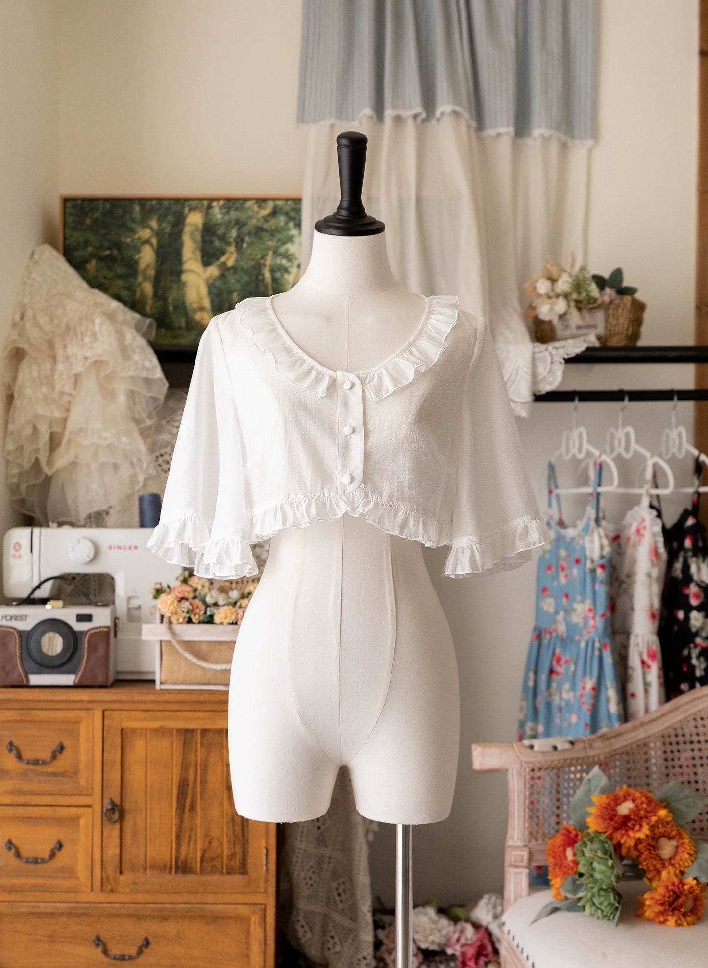 Forest Wardrobe - Summer Berry Picture Book - Elegant Lolita Thin Cardigan Ruffled Sleeve Innerwear Solid Color