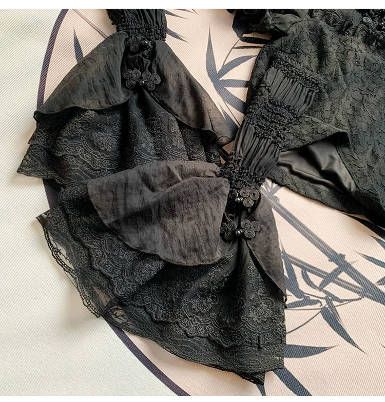 With PUJI - Moon Gauze - Qi Lolita Blouse Chinese Style Shirt