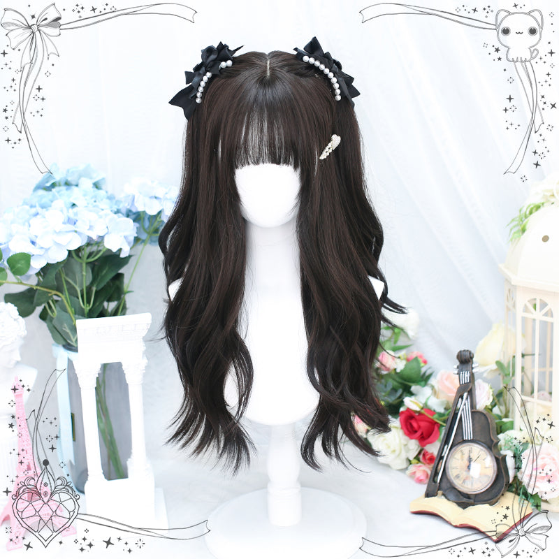 Dalao Home - Daily Long Curly Wavy Black Tea Lolita Wig