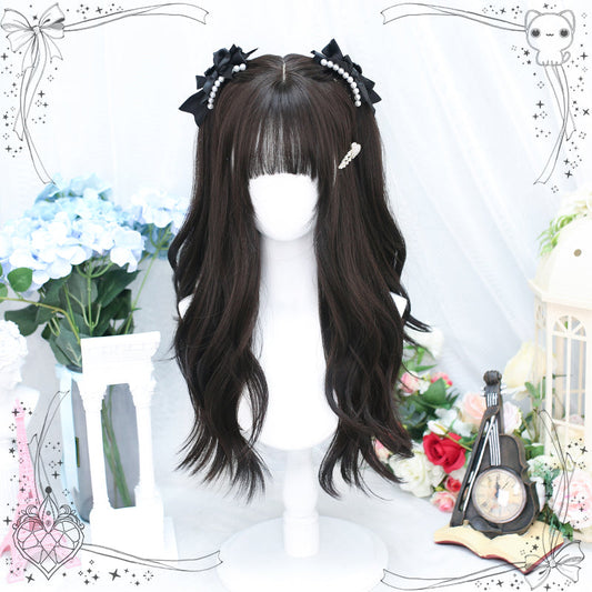 Dalao Home - Daily Long Curly Wavy Black Tea Lolita Wig