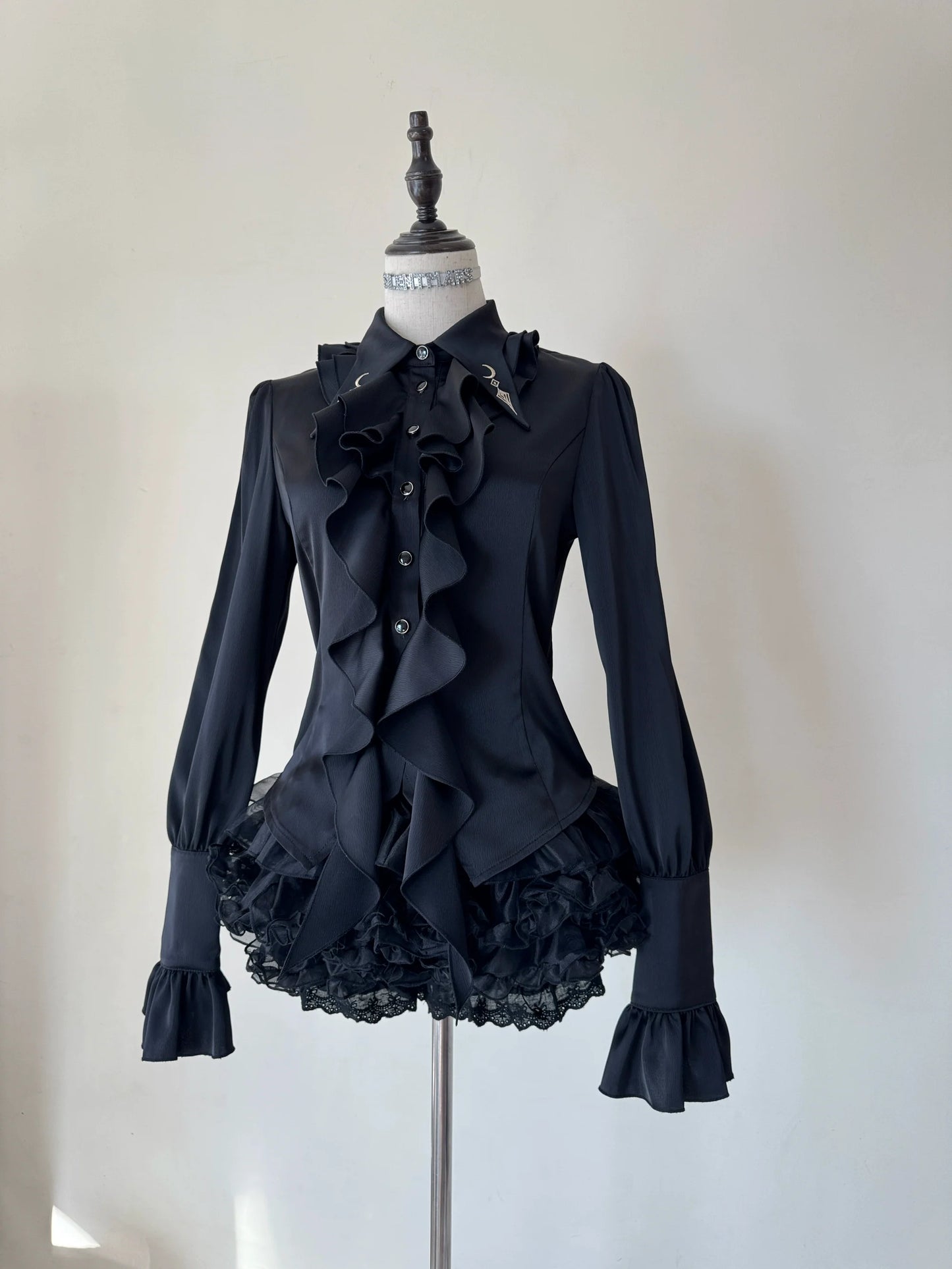 SilentMars - Fallen Moon Rule - Military Lolita Shirt Set Retro Knight Style Blouse