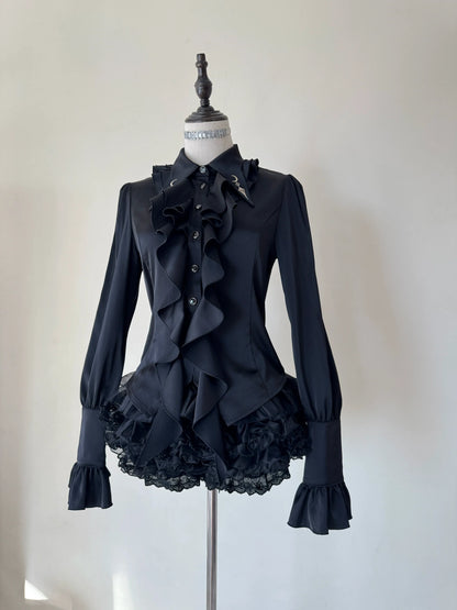 SilentMars - Fallen Moon Rule - Military Lolita Shirt Set Retro Knight Style Blouse