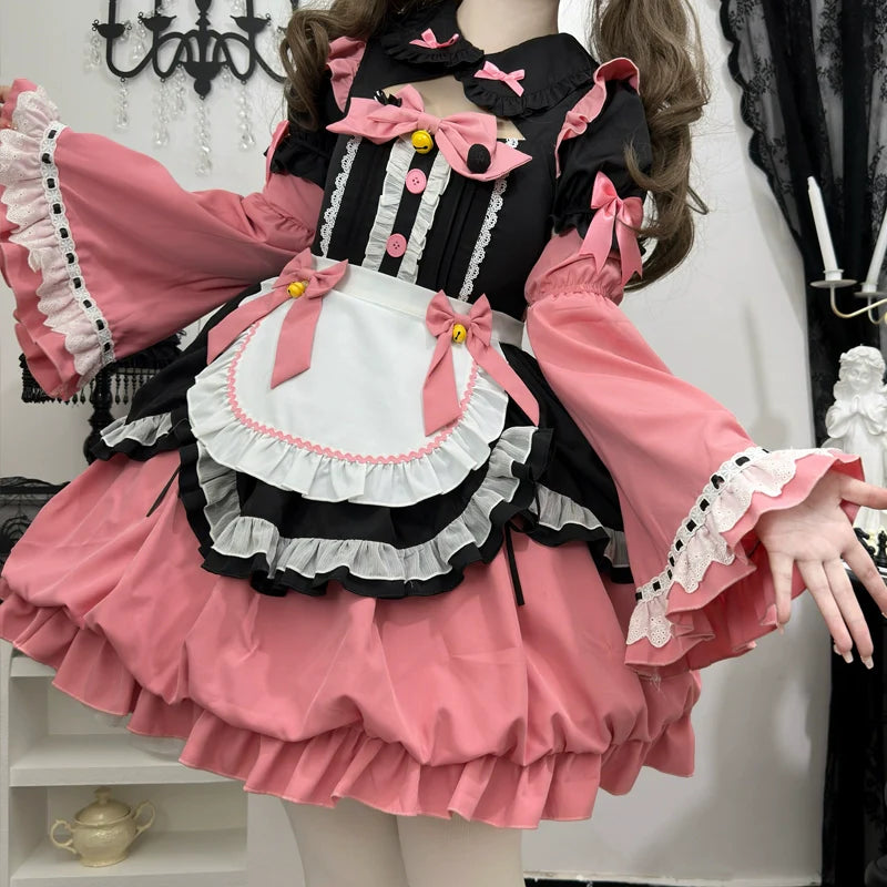 Hanguliang - Cute Maid Lolita Apron OP Dress