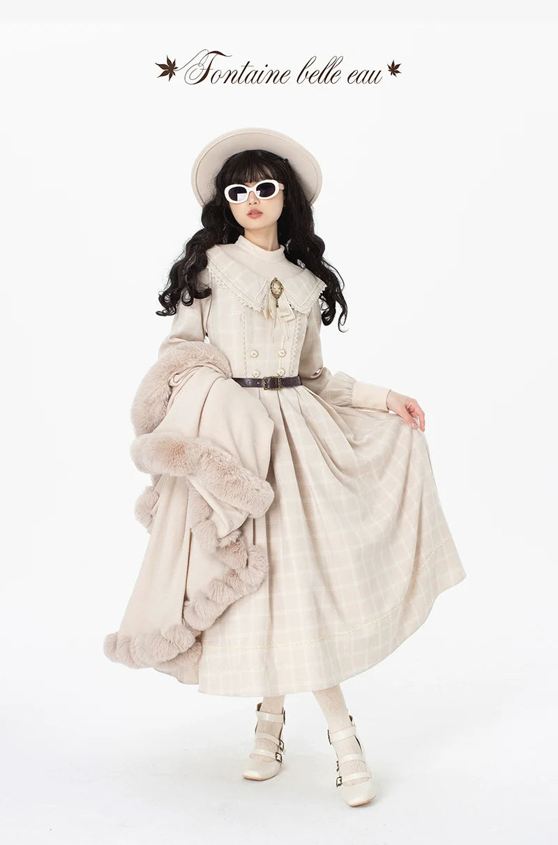 ZeeYe - Maple Dan Bai Lu - Classic Lolita Plaid Dress Long Sleeved OP