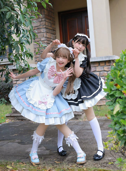 Qianmu - Cat Cafe - Maid Lolita OP dress with Detachable Bow and Apron