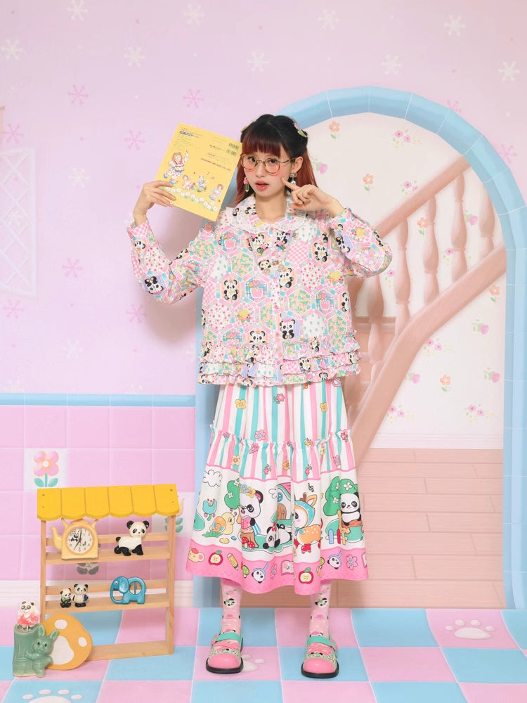 Striped print long skirt【s0000007680】