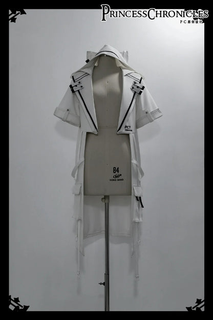 Princess Chronicles - White Cat - Futuristic Style Cool Lolita Pants Suit With Cat Ear Coat