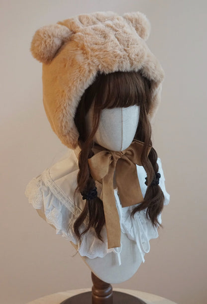 Besozealous - Winter Lolita Hat Bear Ears Hooded Hat