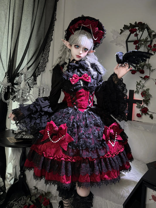 Sugar Girl - Rose Princess - Halloween Gothic Lolita JSK, Sheer Rose Dress