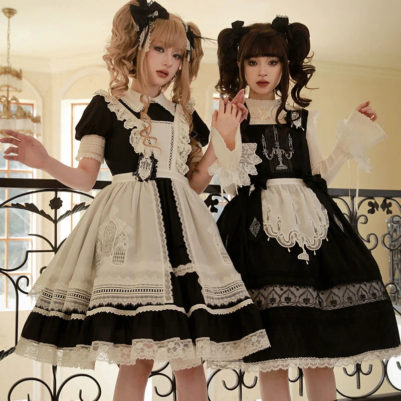 Mademoiselle Pearl - Winter Evening Prayer - Gothic Lolita Jumper Dress Embroidered Candlestick OP Dress