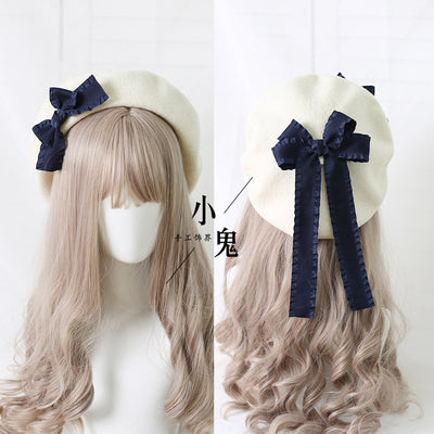 Xiaogui - Sweet Bow Multicolors Lolita Wool Beret