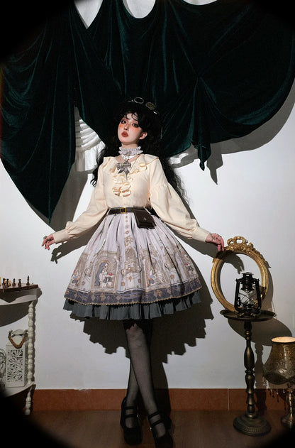 Miss Point - Demon Hunting Notes - Gothic Lolita Cross Print Short Skirt