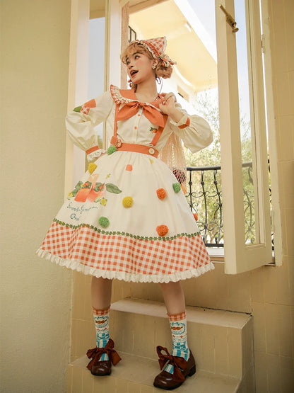 Mademoiselle Pearl - Persimmon - Autumn Persimmon Print Lolita OP JSK SK Dress
