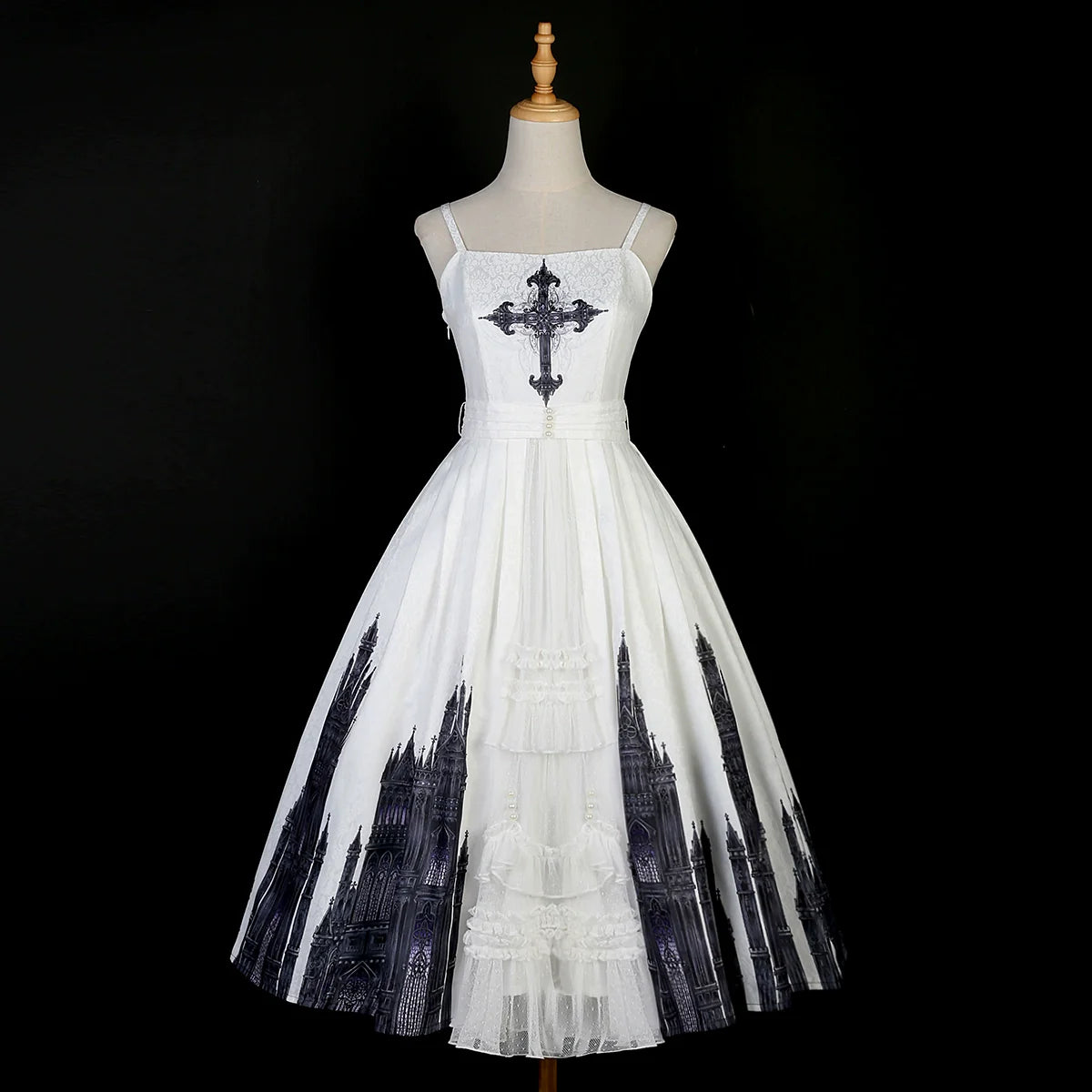 Cornfield Lolita - Silent Church - Gothic Lolita JSK Dress Printed Dress Thin Shawl Set