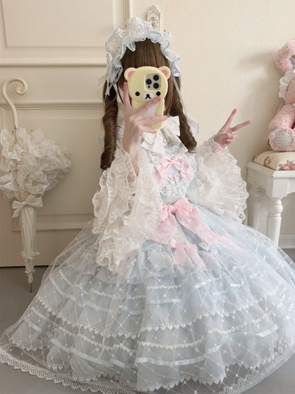Hanguliang - Spring Awakening - Sweet Lolita JSK and Princess-Sleeved Shirt with Lace Detail