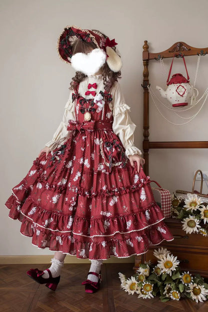 Miss Point - Forest Berry Bunny - Sweet Lolita JSK Elegant Bunny Print Dress