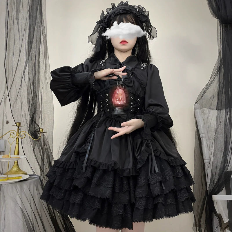 Hanguliang - Cross Medal - Dark Gothic Lolita JSK and Bolero