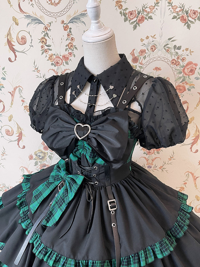 Alice Girl - Gothic Lolita Blouse Short Sleeve Black Shirt