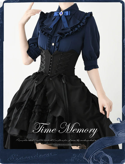 Time Memory - Earl Girl - Chiffon Classic Lolita Shirt, Mid-Length Mutton Sleeves