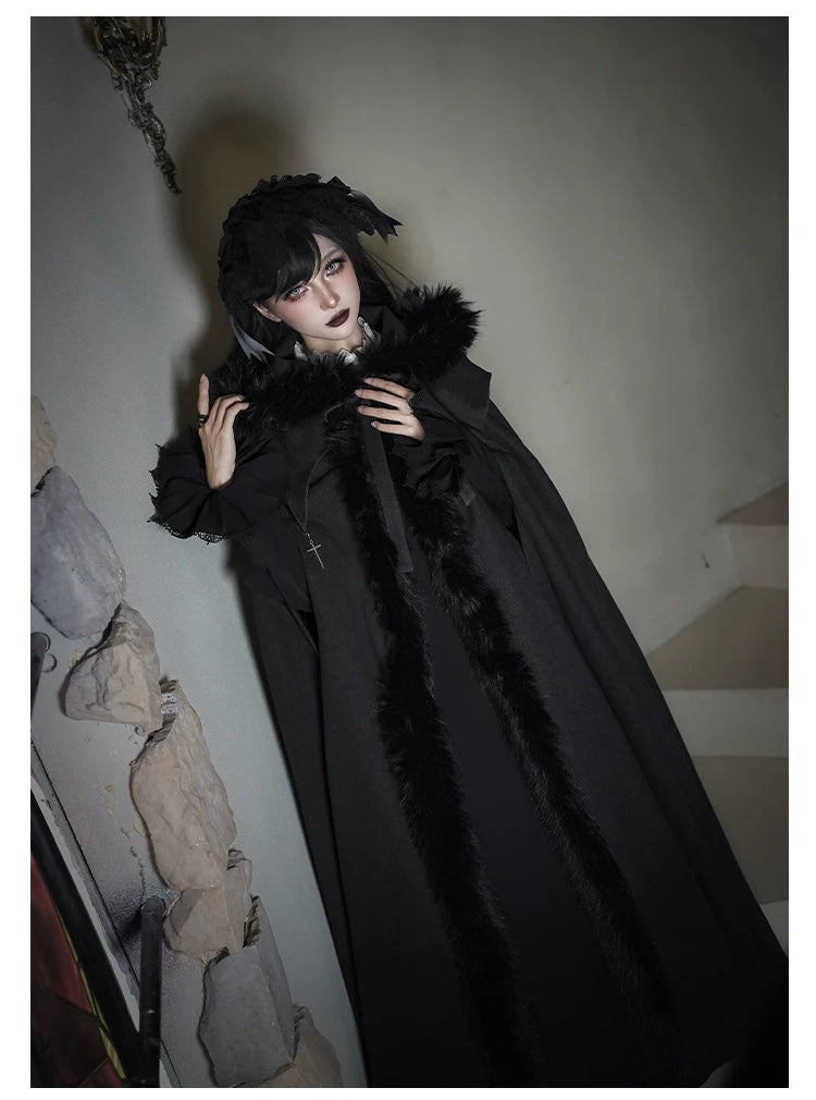 With PUJI - Letter and Poetry ﾂｷ Raven's Night Song - Gothic Lolita Black Cloak