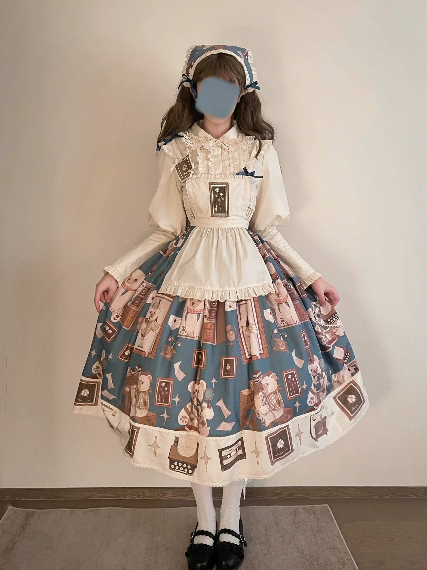 Babyblue - Gretel Bear - Vintage Lolita Dress Teddy Bear Prints Dress